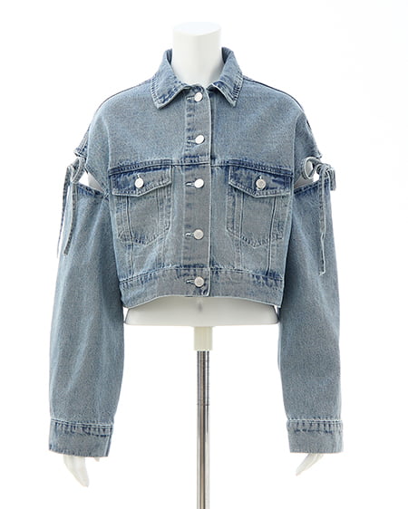 INGNI（イング） 袖リボンクロップド丈Gジャン ﾃﾞﾆﾑ/ﾗｲﾄﾌﾞﾙｰ