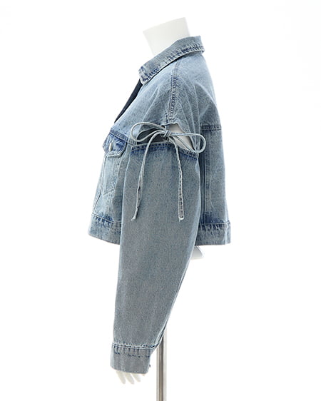 INGNI（イング） 袖リボンクロップド丈Gジャン ﾃﾞﾆﾑ/ﾗｲﾄﾌﾞﾙｰ