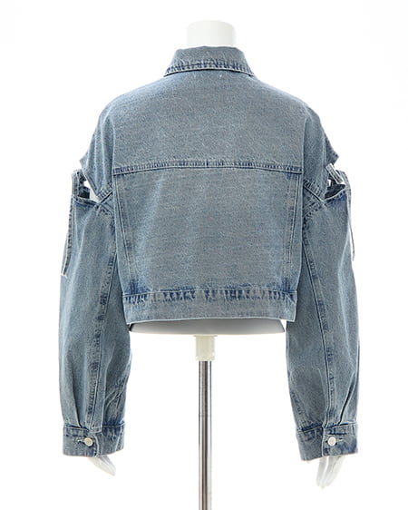 INGNI（イング） 袖リボンクロップド丈Gジャン ﾃﾞﾆﾑ/ﾗｲﾄﾌﾞﾙｰ