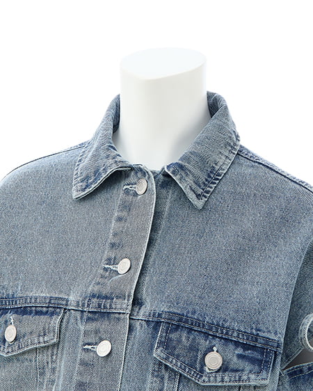 INGNI（イング） 袖リボンクロップド丈Gジャン ﾃﾞﾆﾑ/ﾗｲﾄﾌﾞﾙｰ