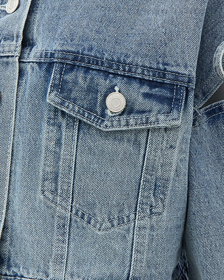 INGNI（イング） 袖リボンクロップド丈Gジャン ﾃﾞﾆﾑ/ﾗｲﾄﾌﾞﾙｰ