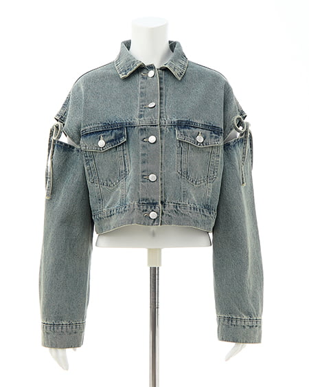 INGNI（イング） 袖リボンクロップド丈Gジャン ﾃﾞﾆﾑ/ﾌﾞﾙｰ