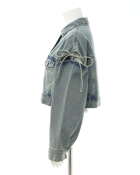 INGNI（イング） 袖リボンクロップド丈Gジャン ﾃﾞﾆﾑ/ﾌﾞﾙｰ