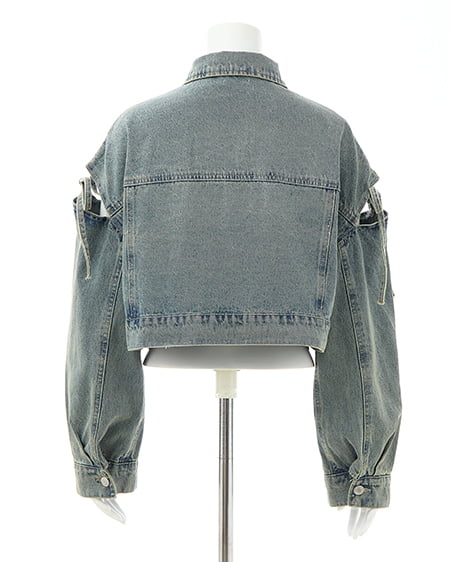 INGNI（イング） 袖リボンクロップド丈Gジャン ﾃﾞﾆﾑ/ﾌﾞﾙｰ