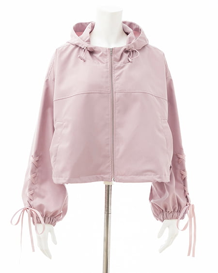 INGNI（イング） 袖レースアップクロップド丈マウンテンパーカー ﾋﾟﾝｸ