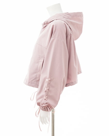 INGNI（イング） 袖レースアップクロップド丈マウンテンパーカー ﾋﾟﾝｸ