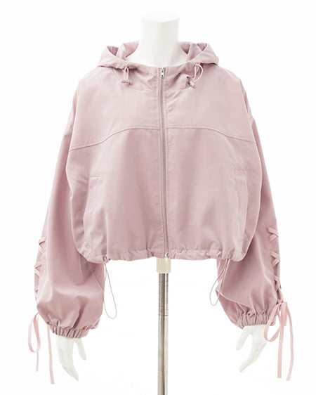 INGNI（イング） 袖レースアップクロップド丈マウンテンパーカー ﾋﾟﾝｸ