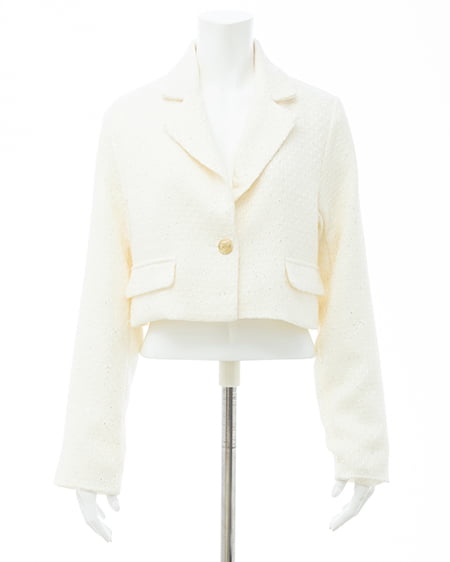 INGNI（イング） ツイードショートテーラードジャケット(セットアップ対応) ｱｲﾎﾞﾘｰ/ﾂｲｰﾄﾞ