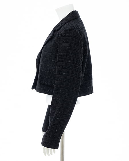 INGNI（イング） ツイードショートテーラードジャケット(セットアップ対応) ｸﾛ/ﾂｲｰﾄﾞ