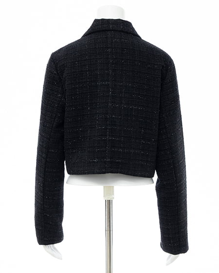 INGNI（イング） ツイードショートテーラードジャケット(セットアップ対応) ｸﾛ/ﾂｲｰﾄﾞ