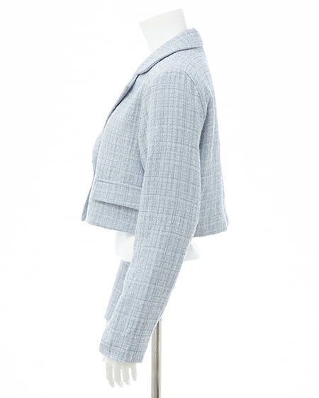 INGNI(イング) ツイードショートテーラードジャケット(セットアップ対応) サックス/ツイード