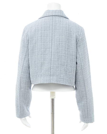 INGNI(イング) ツイードショートテーラードジャケット(セットアップ対応) サックス/ツイード