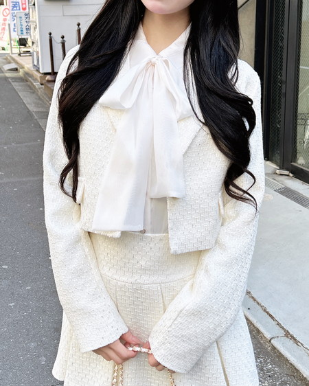 ツイードショートテーラードジャケット