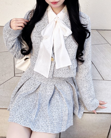 ツイードショートテーラードジャケット