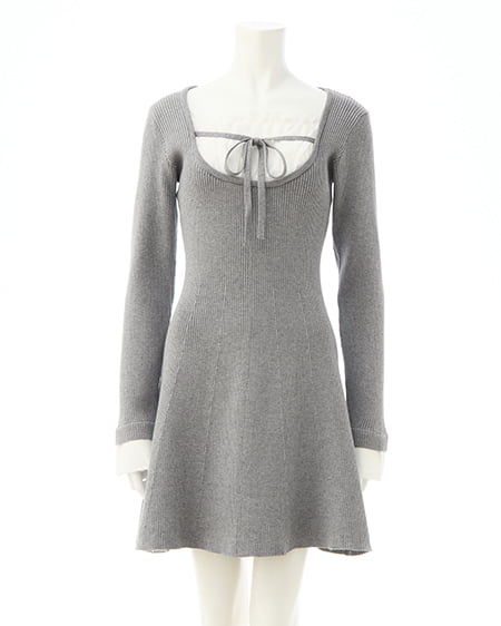 INGNI（イング） シャツドッキングニットワンピース ｸﾞﾚｰ