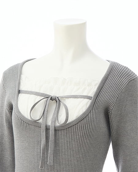 INGNI（イング） シャツドッキングニットワンピース ｸﾞﾚｰ