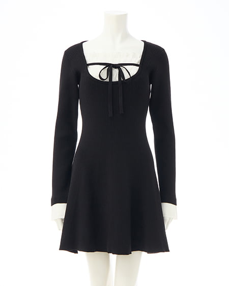 INGNI（イング） シャツドッキングニットワンピース ｸﾛ