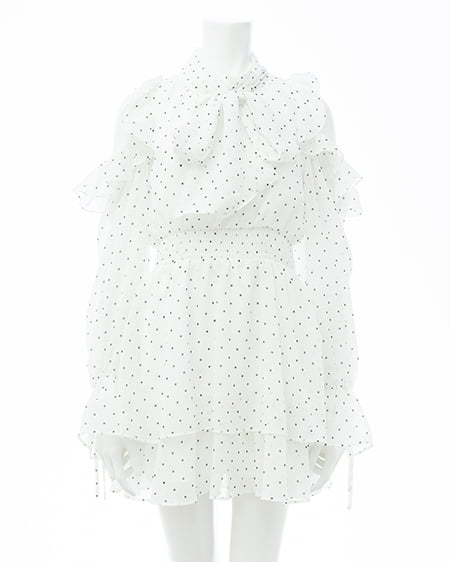 INGNI（イング） 2Wayリボン肩あきフリルミニワンピース ｵﾌ/ﾄﾞｯﾄ