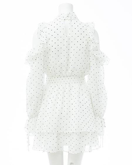 INGNI（イング） 2Wayリボン肩あきフリルミニワンピース ｵﾌ/ﾄﾞｯﾄ