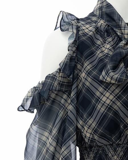 INGNI（イング） 2Wayリボン肩あきフリルミニワンピース ｺﾝ/ﾁｪｯｸ