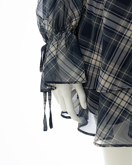 INGNI（イング） 2Wayリボン肩あきフリルミニワンピース ｺﾝ/ﾁｪｯｸ