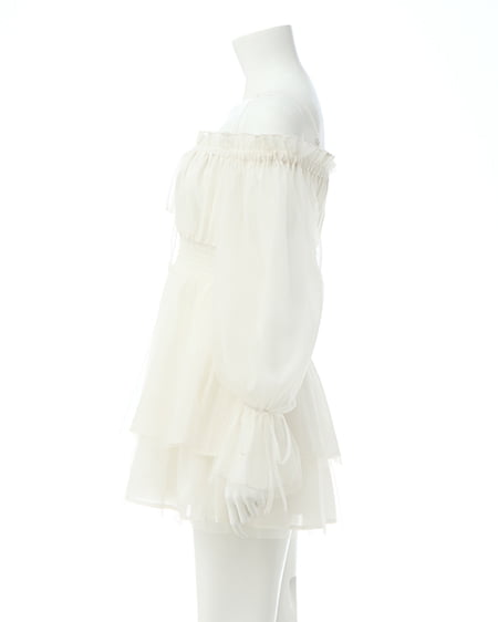 INGNI(イング) チュールオフショルミニワンピース オフホワイト