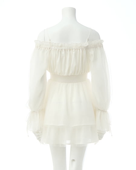 INGNI(イング) チュールオフショルミニワンピース オフホワイト