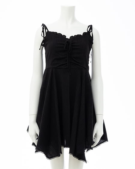 INGNI（イング） コットンレースイレヘムミニキャミワンピース ｸﾛ