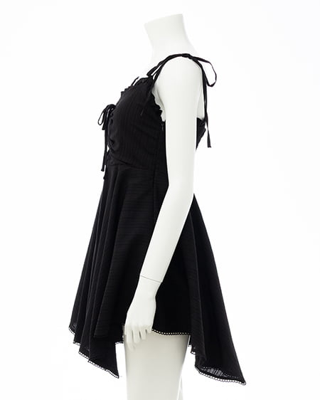 INGNI（イング） コットンレースイレヘムミニキャミワンピース ｸﾛ