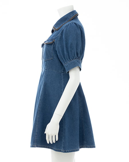 INGNI（イング） 合皮切替デニムミニワンピース ﾌﾞﾙｰ/ﾌﾞﾗｳﾝ