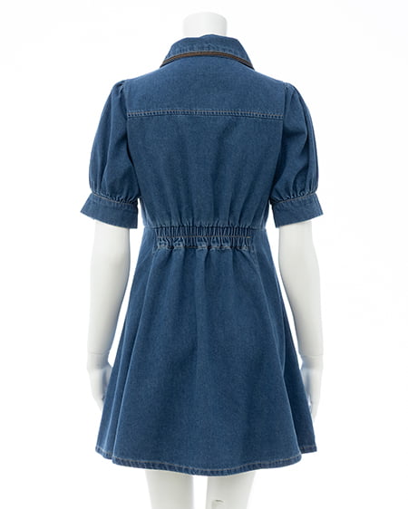 INGNI（イング） 合皮切替デニムミニワンピース ﾌﾞﾙｰ/ﾌﾞﾗｳﾝ