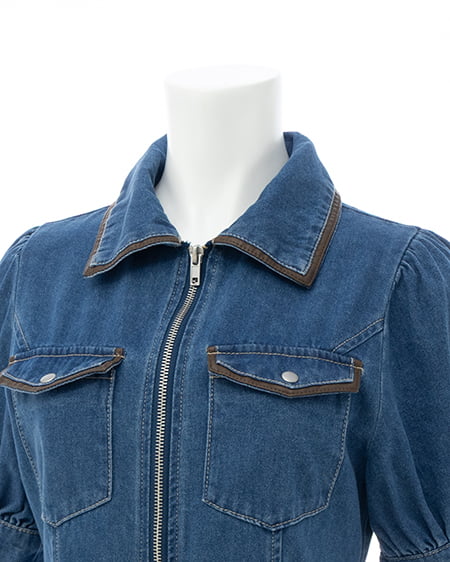 INGNI（イング） 合皮切替デニムミニワンピース ﾌﾞﾙｰ/ﾌﾞﾗｳﾝ