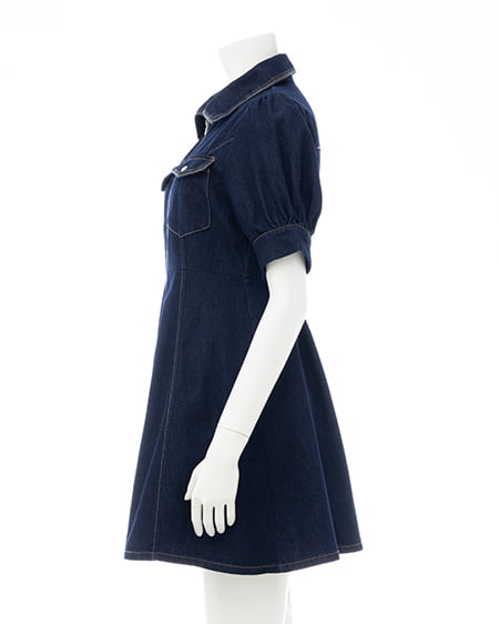 INGNI（イング） 合皮切替デニムミニワンピース ｺﾝ/ｸﾛ