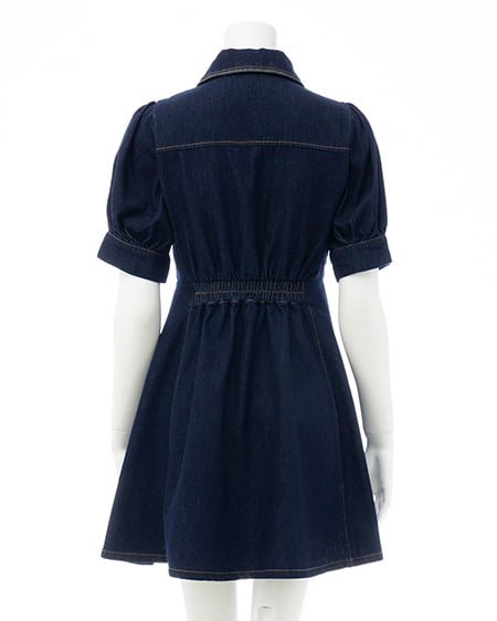 INGNI（イング） 合皮切替デニムミニワンピース ｺﾝ/ｸﾛ