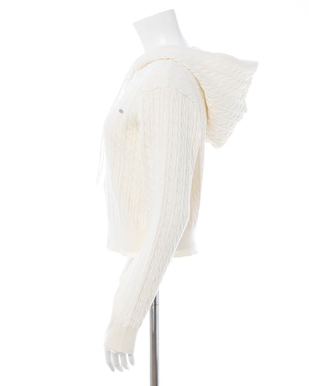 INGNI（イング） プレート付ケーブルニットパーカー ｱｲﾎﾞﾘｰ