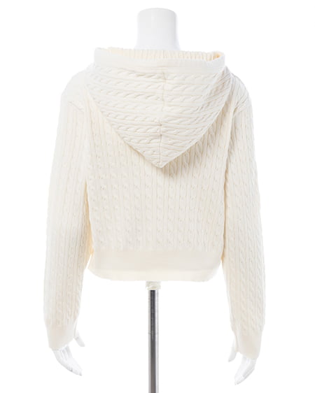 INGNI（イング） プレート付ケーブルニットパーカー ｱｲﾎﾞﾘｰ