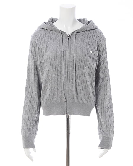 INGNI（イング） プレート付ケーブルニットパーカー ｸﾞﾚｰ