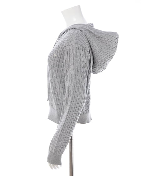 INGNI（イング） プレート付ケーブルニットパーカー ｸﾞﾚｰ