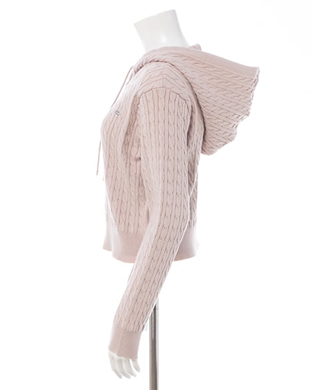 INGNI（イング） プレート付ケーブルニットパーカー ﾋﾟﾝｸ