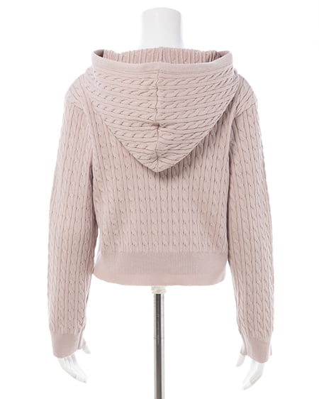 INGNI（イング） プレート付ケーブルニットパーカー ﾋﾟﾝｸ