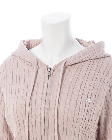 INGNI（イング） プレート付ケーブルニットパーカー ﾋﾟﾝｸ