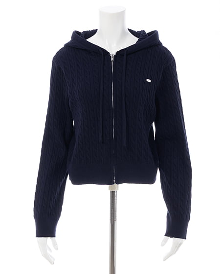 INGNI(イング) プレート付ケーブルニットパーカー コン