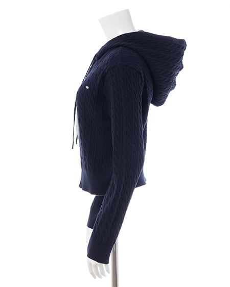 INGNI(イング) プレート付ケーブルニットパーカー コン