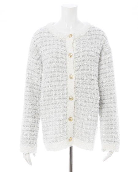 INGNI(イング) ラメツイードニットカーディガン グレージュ/オフホワイト