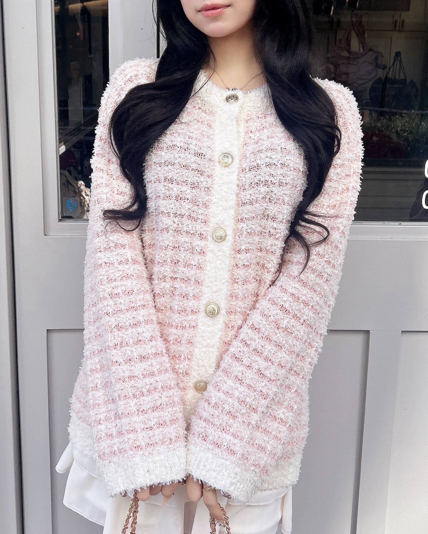 ラメツイードニットカーディガン