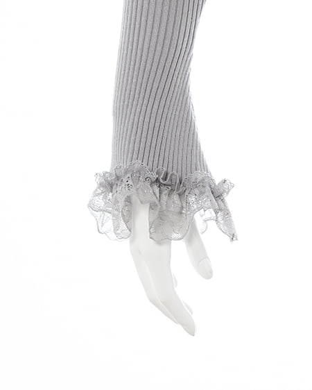 INGNI（イング） フリルレースドッキングリブニットカーディガン ｸﾞﾚｰ