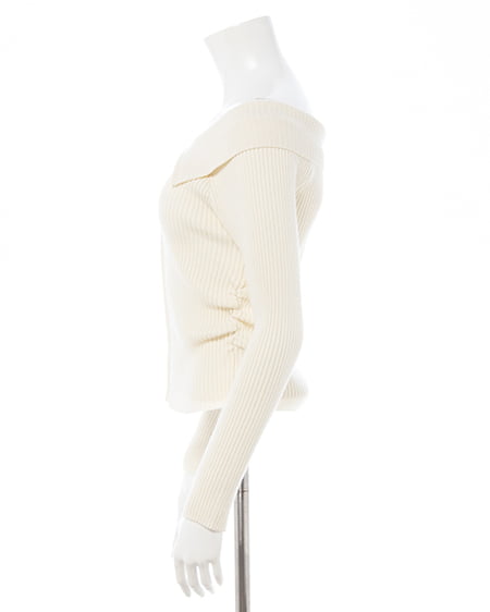 INGNI(イング) 襟付オフショルニットカーディガン オフホワイト