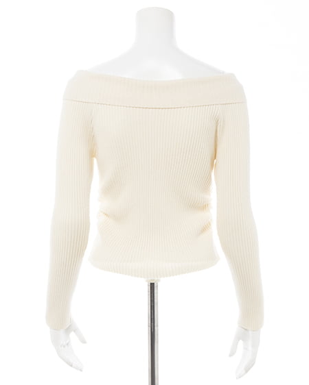 INGNI(イング) 襟付オフショルニットカーディガン オフホワイト