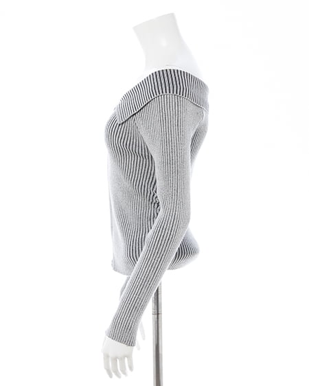 INGNI（イング） 襟付オフショルニットカーディガン ｸﾞﾚｰ