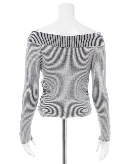 INGNI（イング） 襟付オフショルニットカーディガン ｸﾞﾚｰ